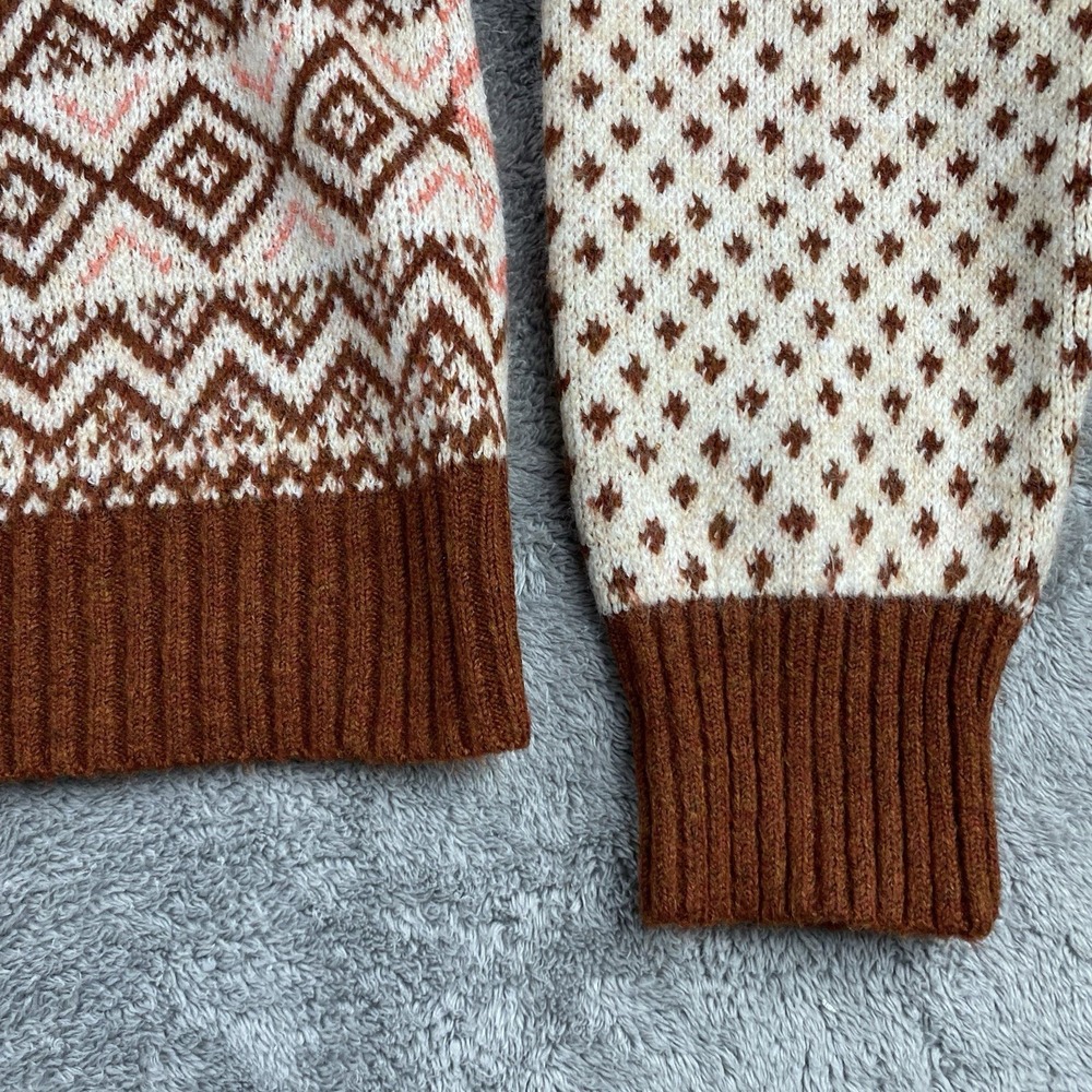 American Eagle Mock Neck‎ Cropped Fair Isle Pattern Close Knit Sweater Medium - Picture 16 of 16
